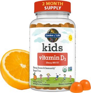 Kids organics - vitamín D3 s příchutí pomeranč - 60 žvýkacích gumídků